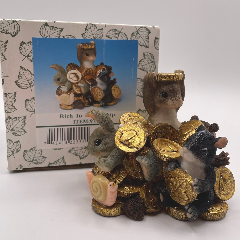Charming Tails Rich In Friendship Gold Coins Item: 97/25 EUC IN BOX